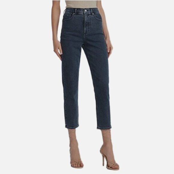 Express Super High Waisted Dark Wash Mom Jeans 4 - Picture 1 of 5